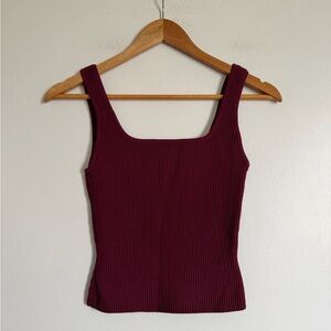 Aritzia Babaton Maroon Sculpt Knit Square Neck Tank Top size XS
